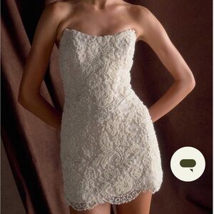 Meshki Strapless Beaded White Wedding Dress